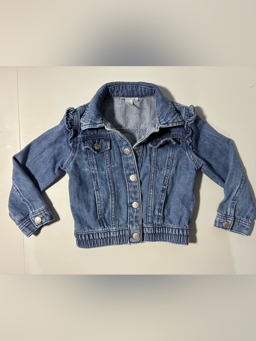 Cat & Jack Light Blue Ruffle-Shoulder Denim Jacket